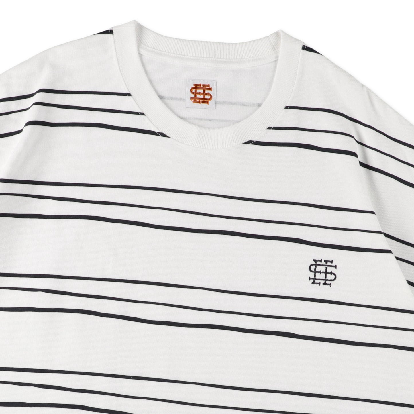 【1-3】SEE SEE Super Big Border SS Round Tee【White】