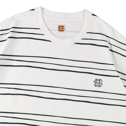 【1-3】SEE SEE Super Big Border SS Round Tee【White】