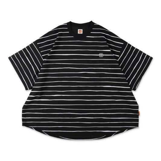 【2-1】SEE SEE Super Big Border SS Round Tee【Black】