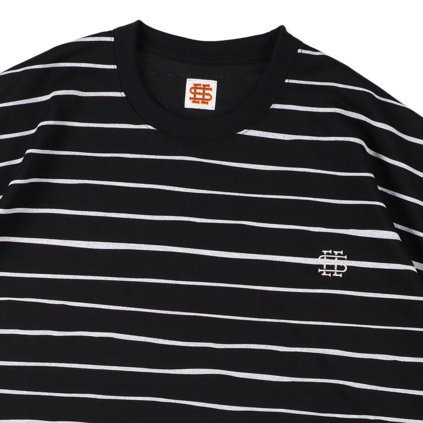 【2-1】SEE SEE Super Big Border SS Round Tee【Black】