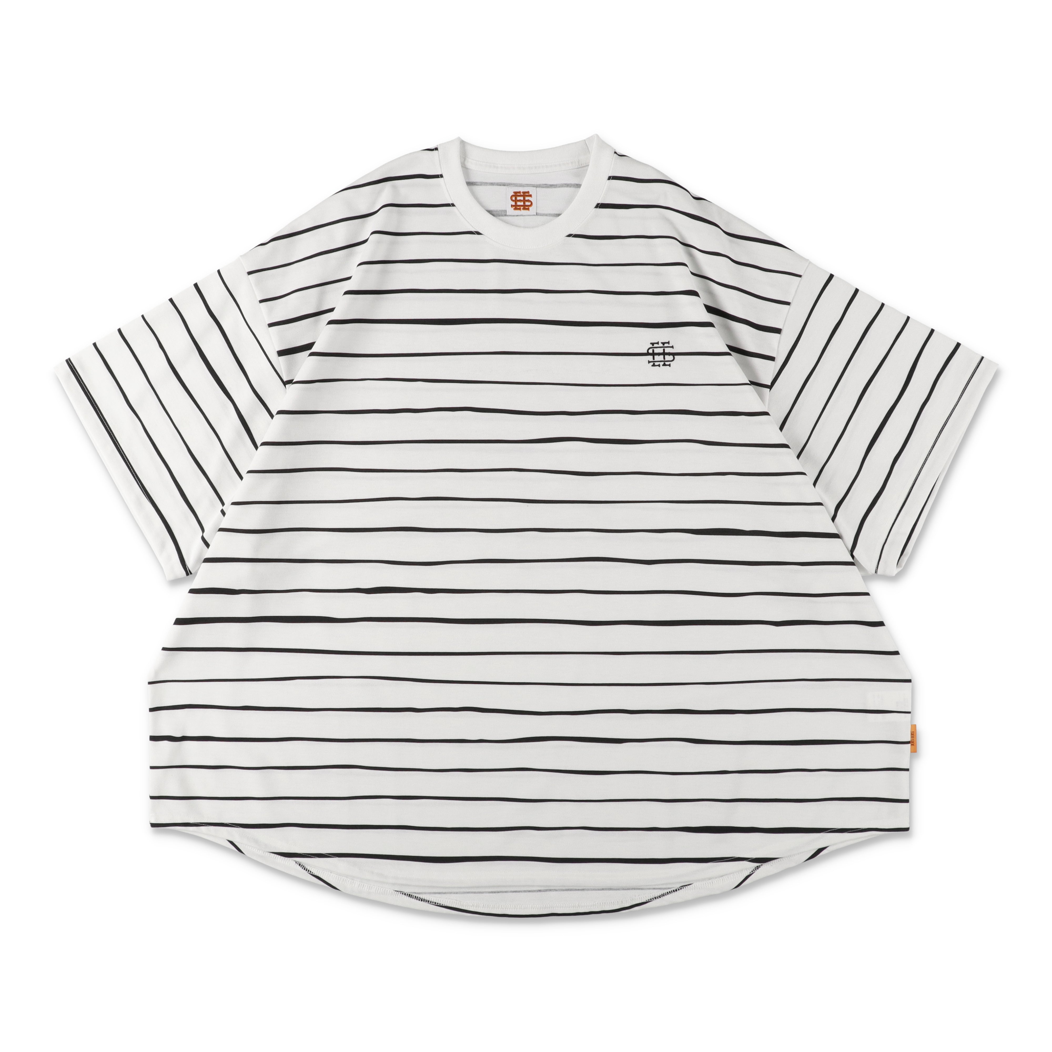 2-3】SEE SEE Super Big Border SS Round Tee【White】 – STUDY