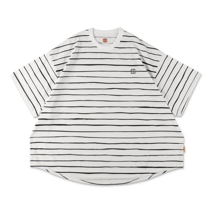 【2-3】SEE SEE Super Big Border SS Round Tee【White】