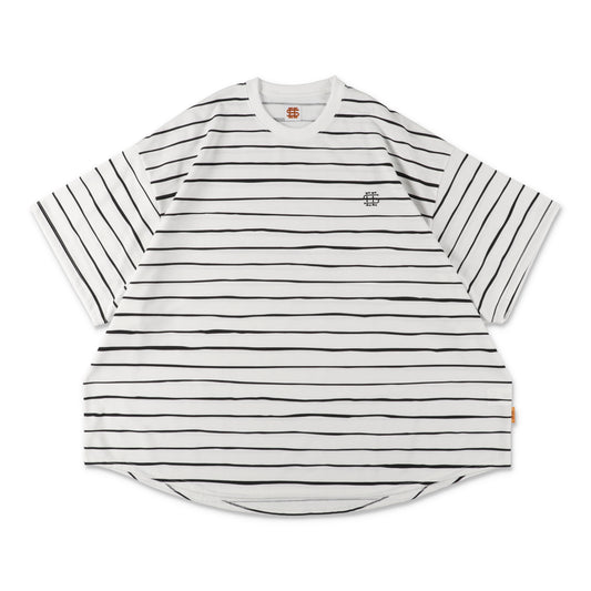 【2-3】SEE SEE Super Big Border SS Round Tee【White】