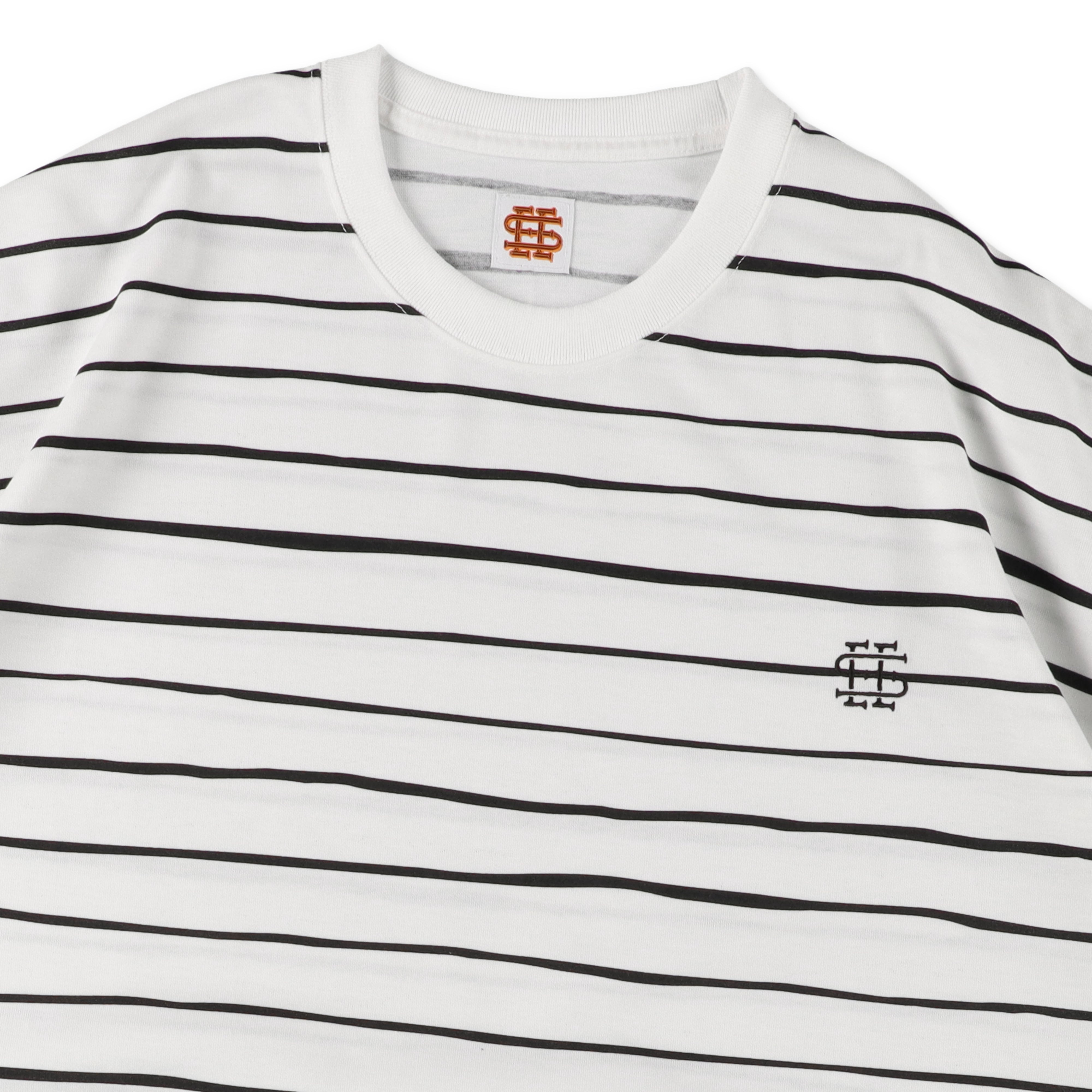 2-3】SEE SEE Super Big Border SS Round Tee【White】 – STUDY