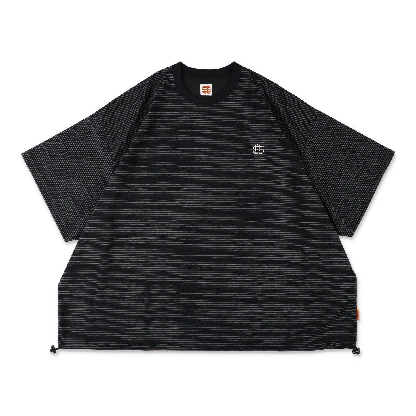 【4-1】SEE SEE Super Big Border SS W/Drawstrings Tee【Black】