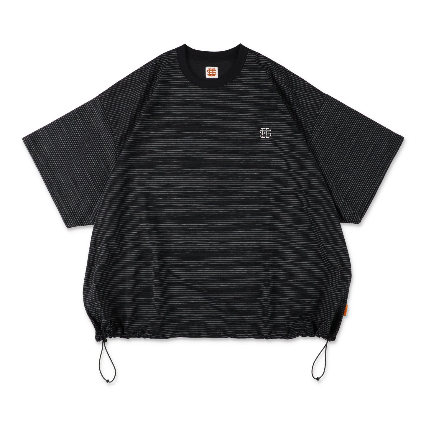 【4-1】SEE SEE Super Big Border SS W/Drawstrings Tee【Black】