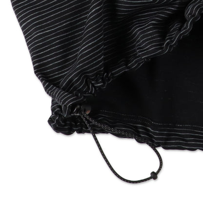 【4-1】SEE SEE Super Big Border SS W/Drawstrings Tee【Black】