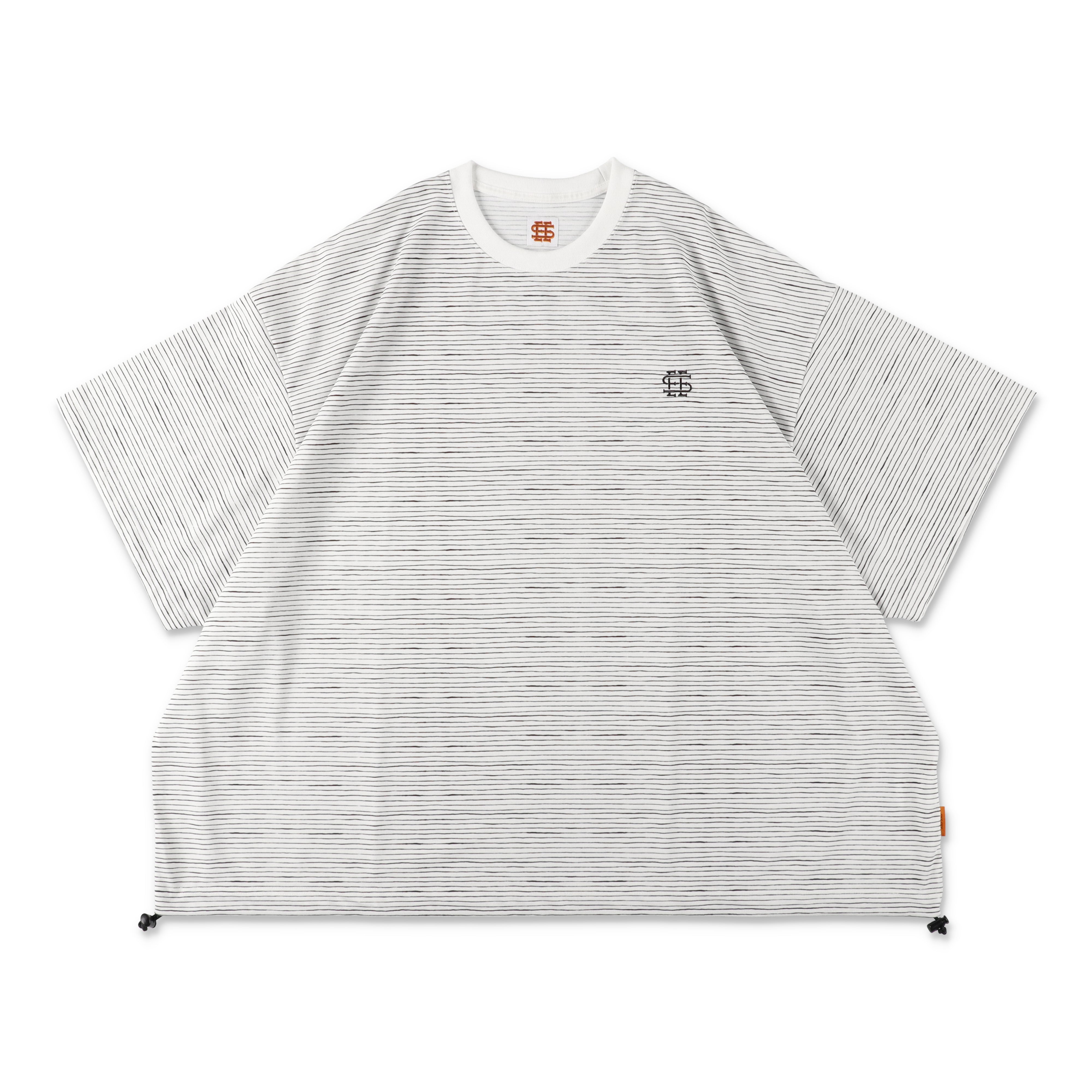 4-3】SEE SEE Super Big Border SS W/Drawstrings Tee【White
