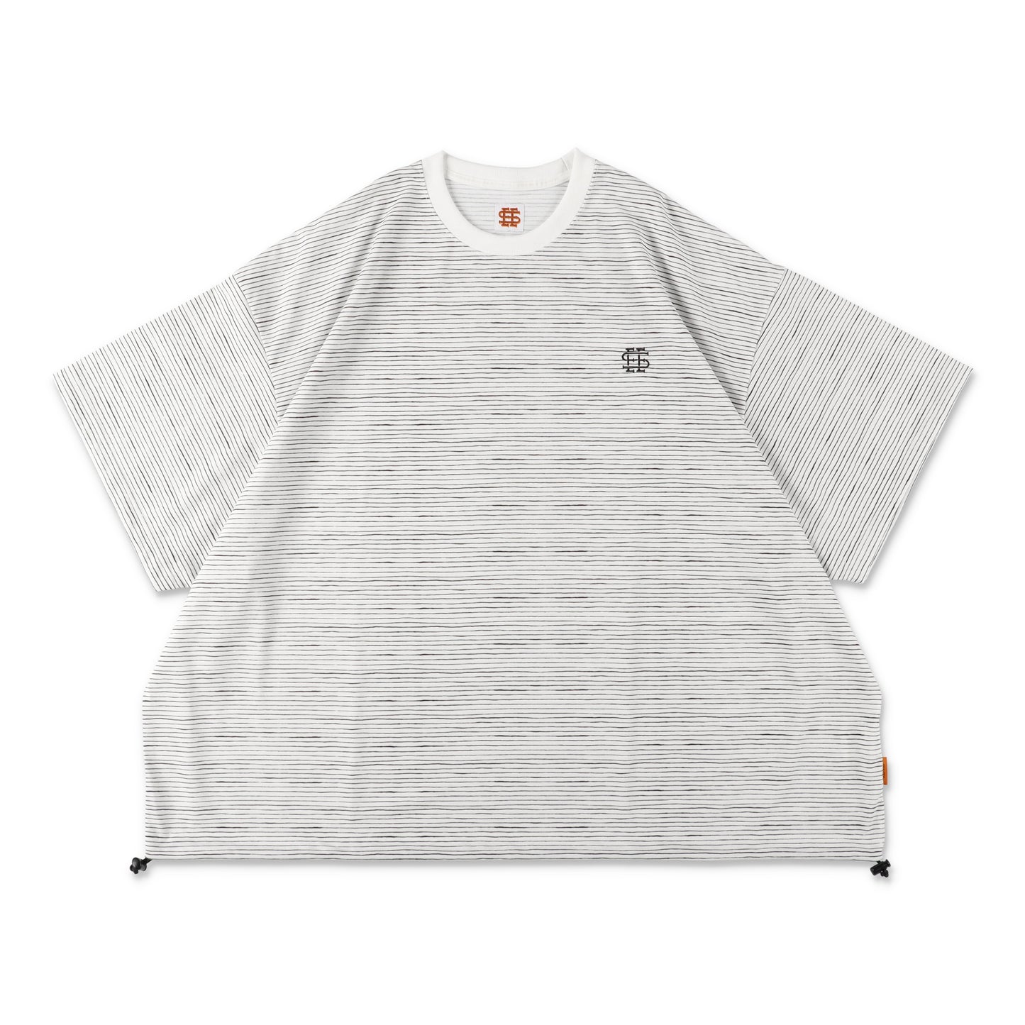 【4-3】SEE SEE Super Big Border SS W/Drawstrings Tee【White】