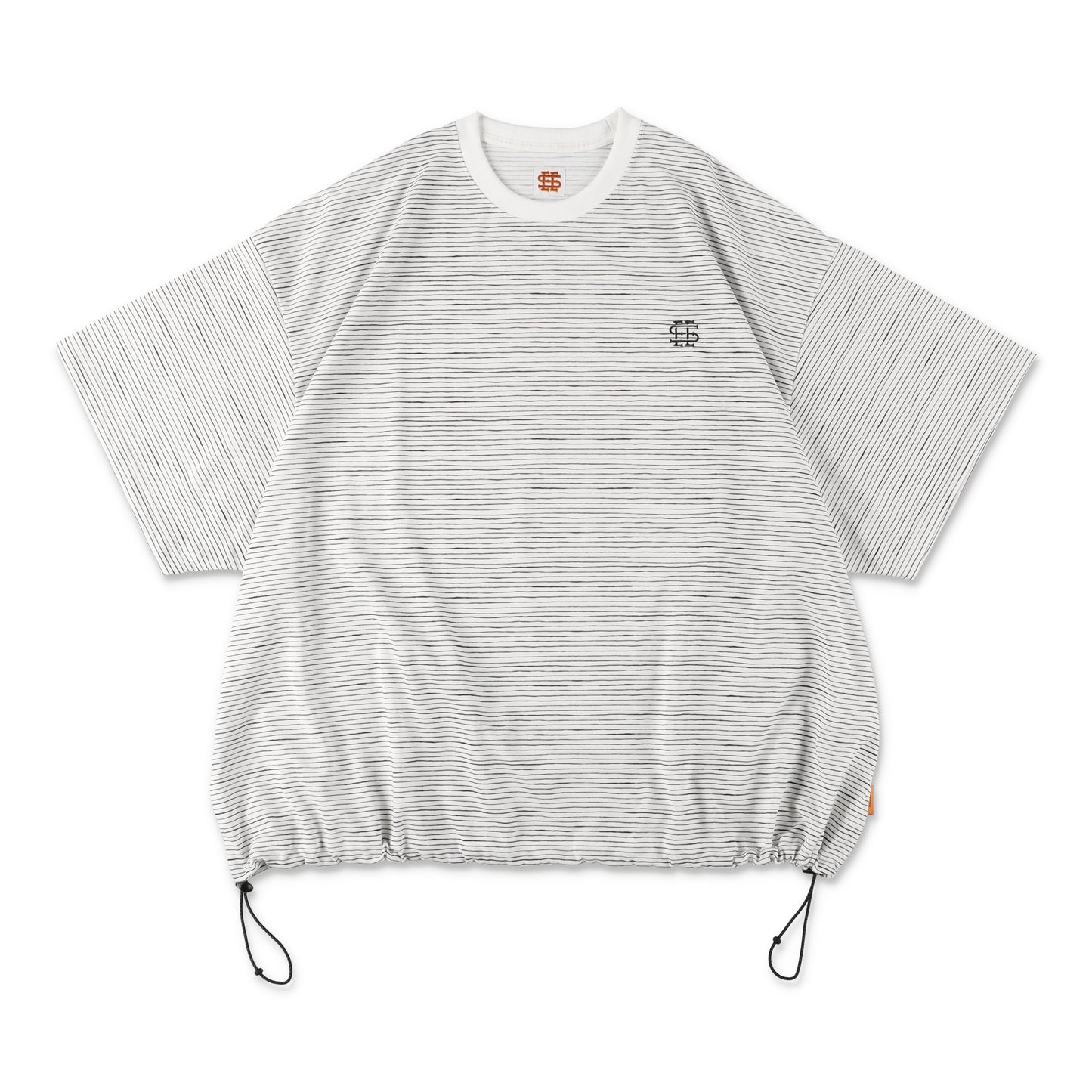【4-3】SEE SEE Super Big Border SS W/Drawstrings Tee【White】