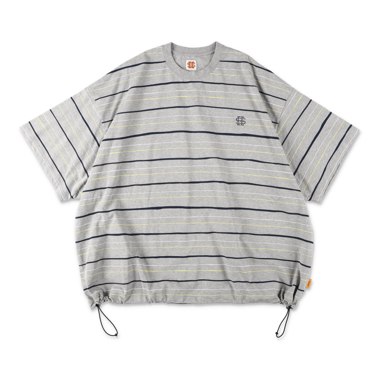 【6-1】SEE SEE Super Big Border SS W/Drawstrings Tee【Grey】