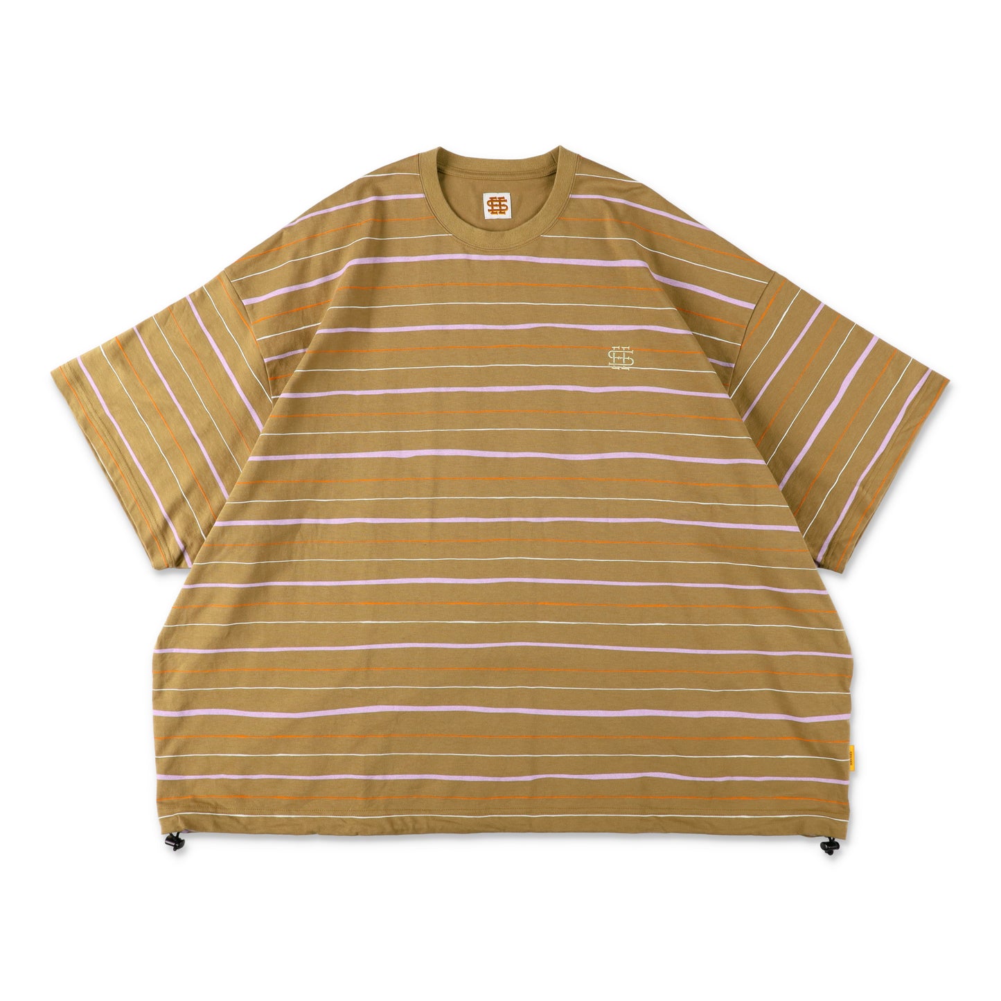 【6-2】SEE SEE Super Big Border SS W/Drawstrings Tee【Moca】