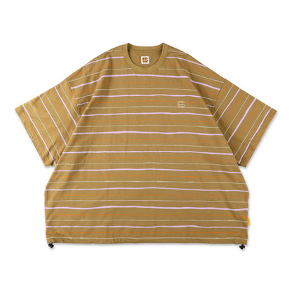 【6-2】SEE SEE Super Big Border SS W/Drawstrings Tee【Moca】