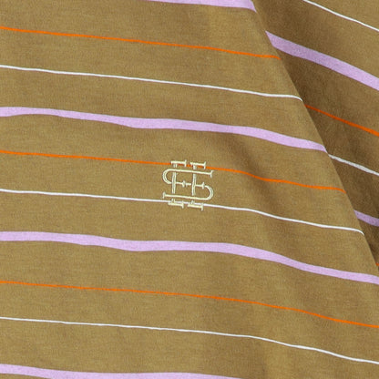 【6-2】SEE SEE Super Big Border SS W/Drawstrings Tee【Moca】