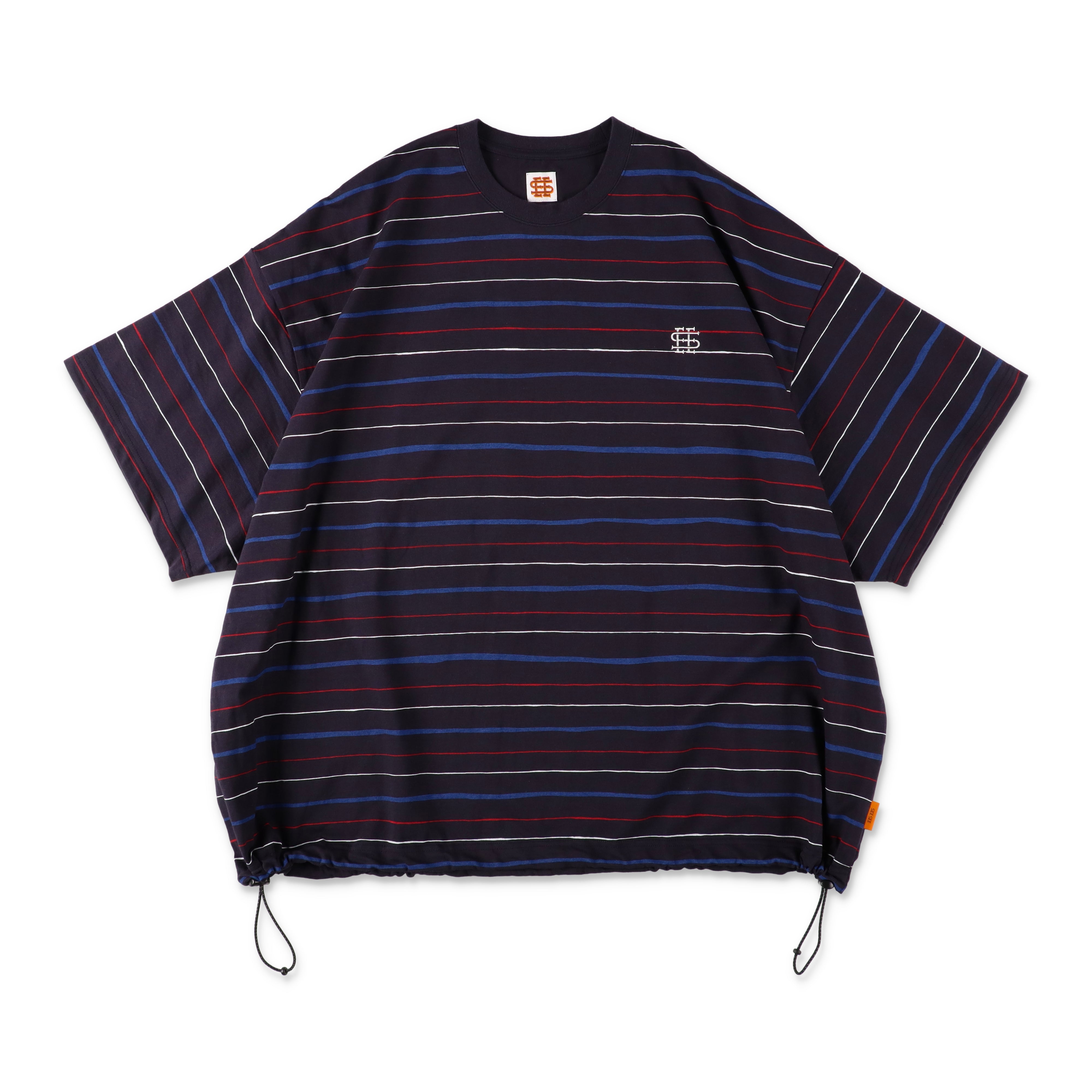 SEE SEE BIG TEE NAVY ドローコード 6-3】SEE SEE Super Big Border SS W/Drawstrings Tee【Navy】 – STUDY
