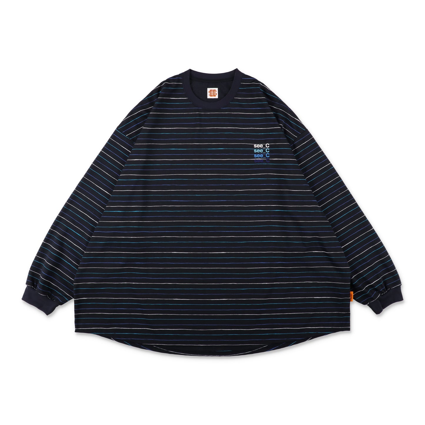 SEE SEE x eye_C SUPER BIG BORDER LS TEE【NAVY】