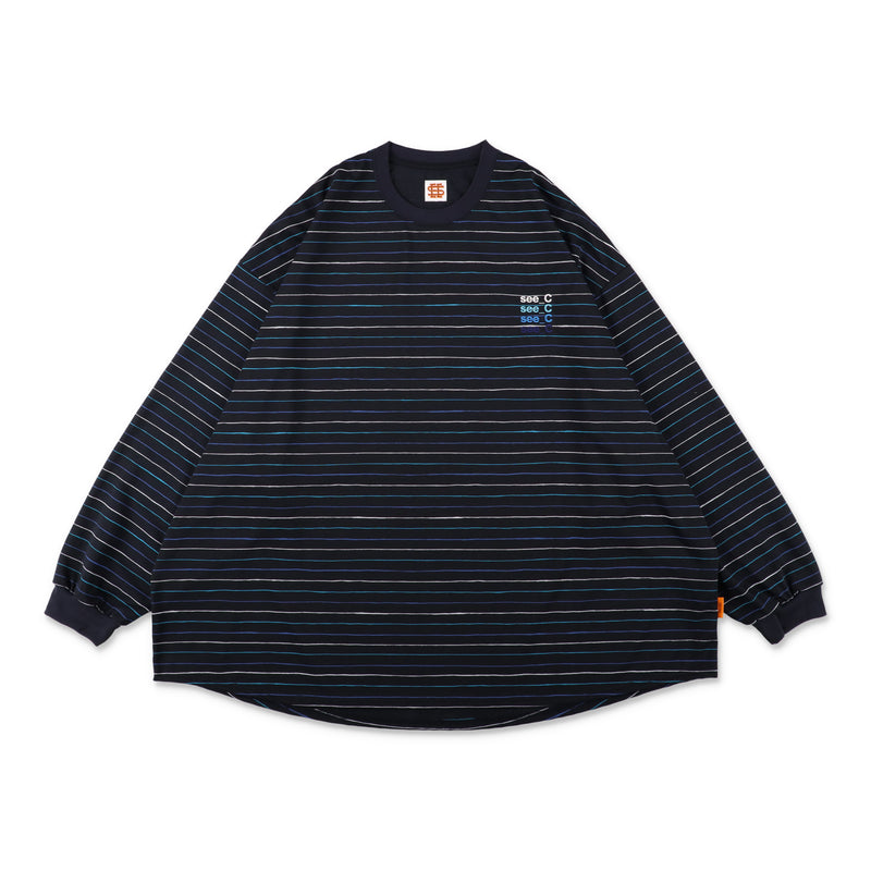 トップス SEE SEE SUPER BIG LS TEE MULTI BORDER M SEE SEE x eye_C SUPER BIG BORDER LS TEE【NAVY】 – STUDY SHOWROOM STORE
