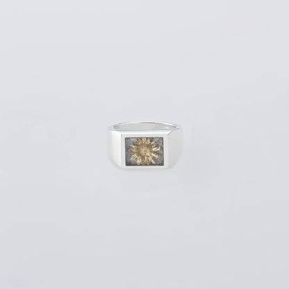 XOLO JEWELRY - Signet Ring with Gray & Gold Flower – STUDY