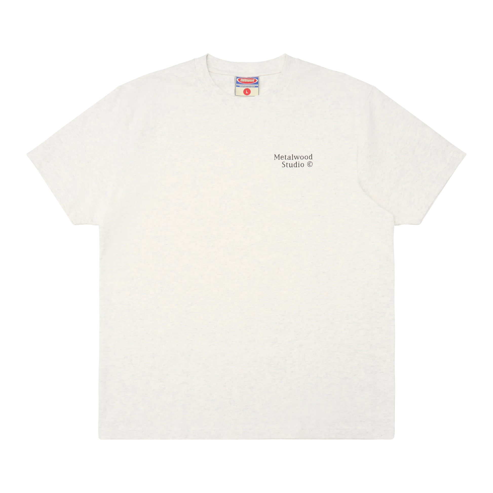 METALWOOD STUDIO CAPTCHA T-SHIRT heather grey フロントデザイン 半袖トップス 全体ビュー