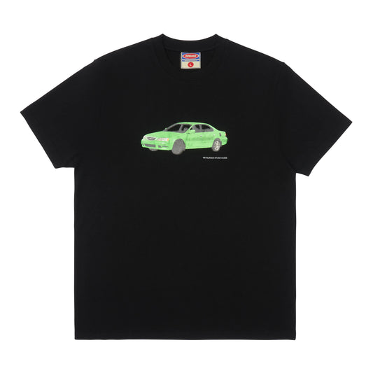METALWOOD STUDIO HARVEY T-SHIRT black フロントデザイン 半袖トップス 全体ビュー