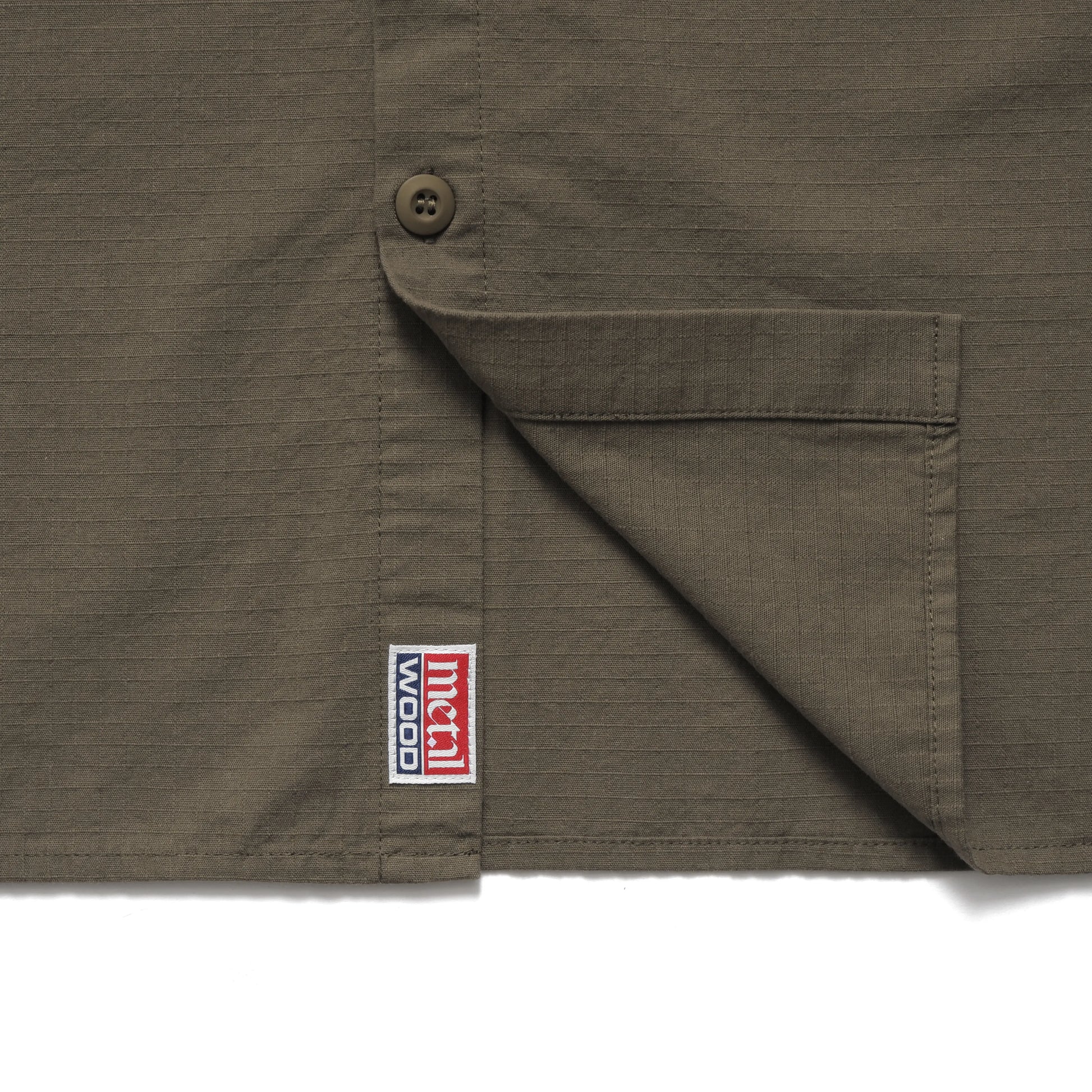 METALWOOD STUDIO PANELED WORK SHIRT olive タグデザイン