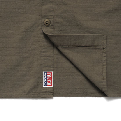 METALWOOD STUDIO PANELED WORK SHIRT olive タグデザイン