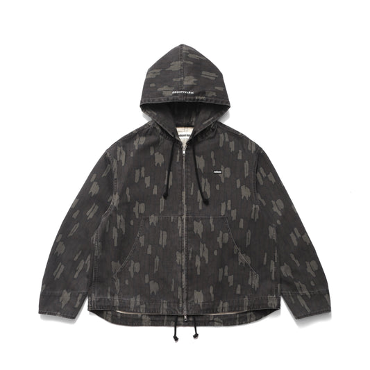 METALWOOD STUDIO COTTON TWILL ZIP HOODIE real bark camo フロントデザイン フードジャケット 全体ビュー