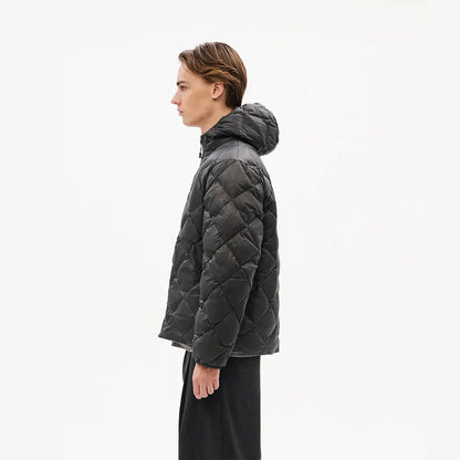 Hiking Patrol BASE LT DOWN HOODED JACKET CHARCOAL BLACK 着用イメージ 側面