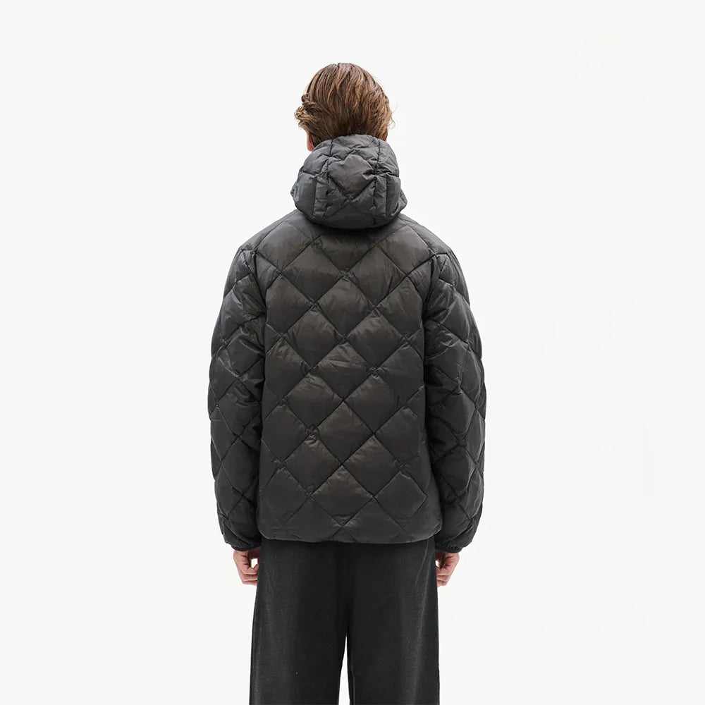Hiking Patrol BASE LT DOWN HOODED JACKET CHARCOAL BLACK 着用イメージ 背面