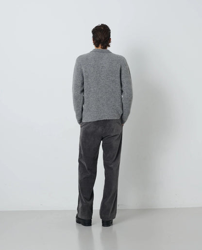 SUNFLOWER Alpaca Cardigan Grey Melange 着用イメージ背面