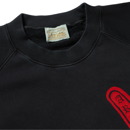 Faded Supportive Finger Raglan Sweat Black - ARIES ネック部分のディテール