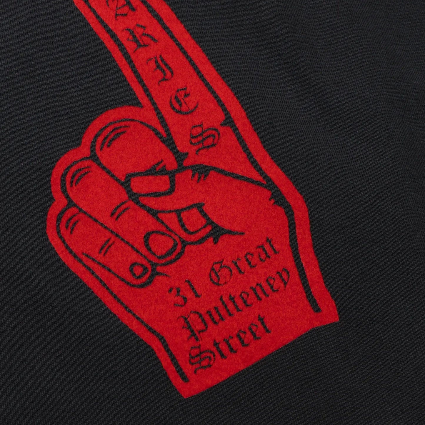 Faded Supportive Finger Raglan Sweat Black - ARIES ロゴのディテール