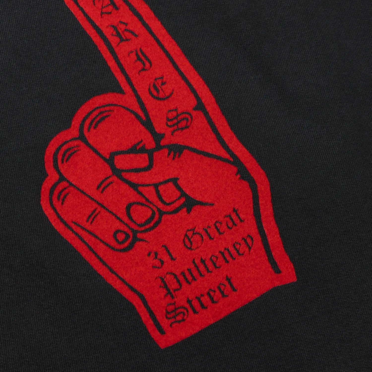 Faded Supportive Finger Raglan Sweat Black - ARIES ロゴのディテール