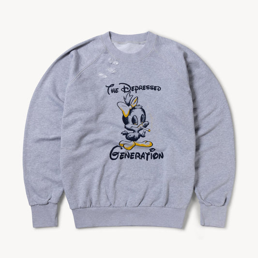 ARIES Destroyed Weedie Pie Raglan Sweat Light Grey Marl【AR20021.03】(N)