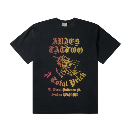 Faded Tattoo Shop SS Tee Black - ARIES 正面