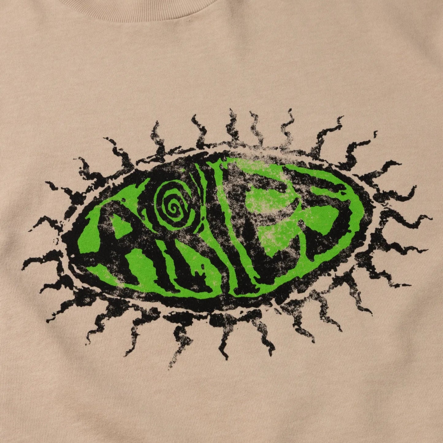 Faded Grunge SS Tee Beige - ARIES ロゴのディテール