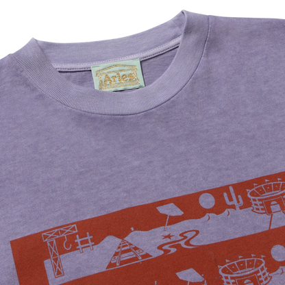 Faded Wingdings LS Tee Purple - ARIES ネック部分のディテール