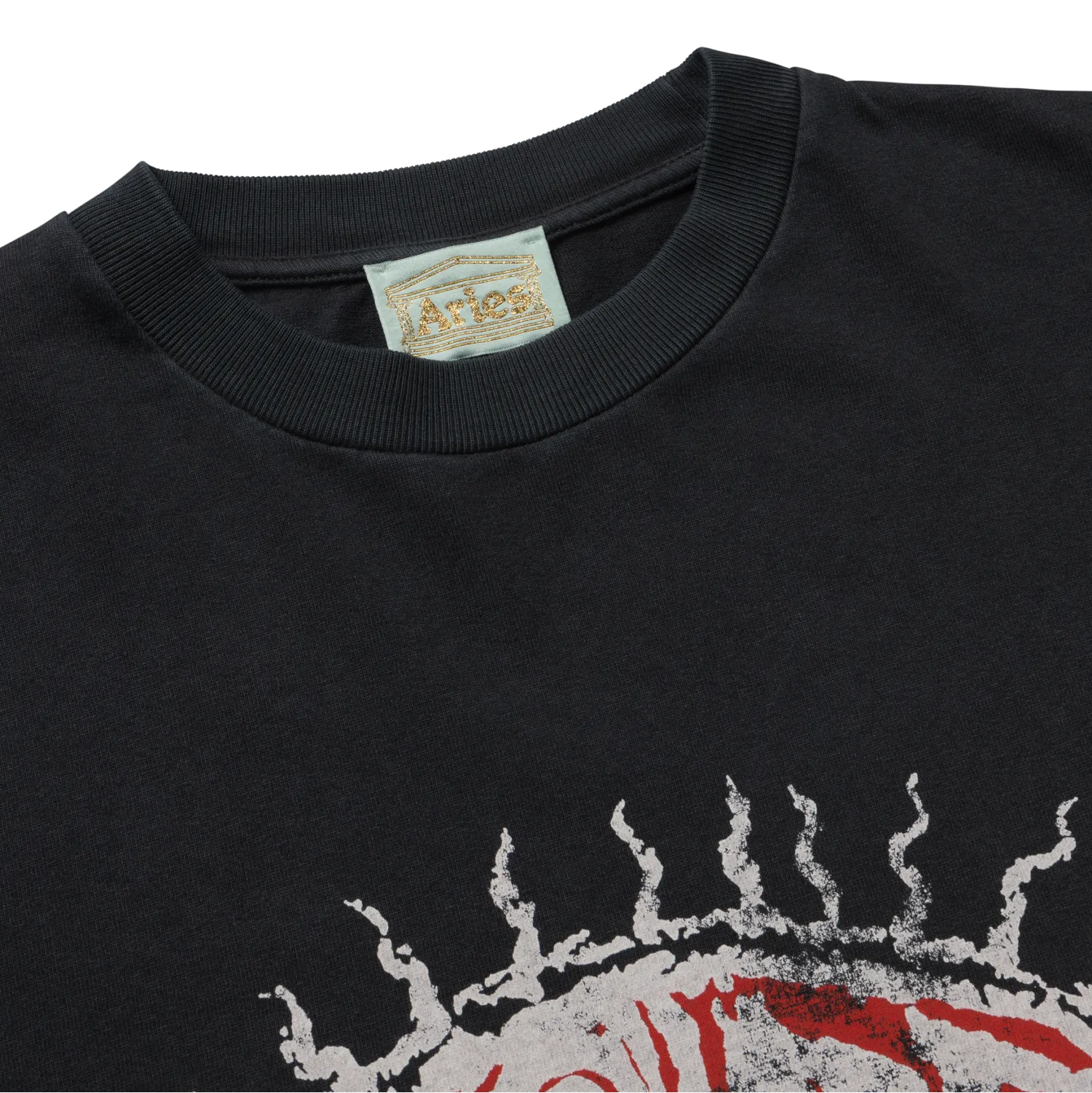 Faded Grunge LS Tee Black - ARIES ネック部分のディテール