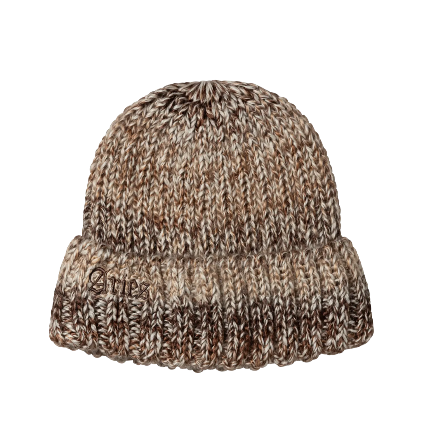 Rib Knit Space Dye Beanie Brown - ARIES 正面