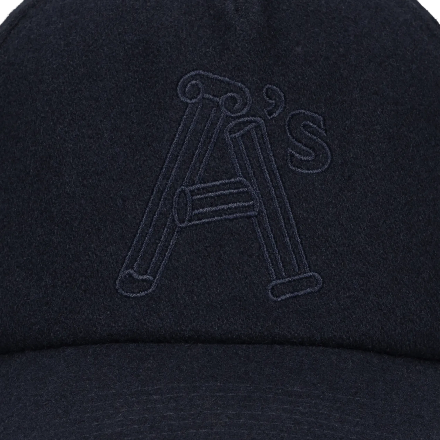 Wool Column A Cap Navy - ARIES ロゴ部分のディテール