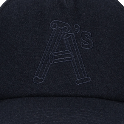 Wool Column A Cap Navy - ARIES ロゴ部分のディテール