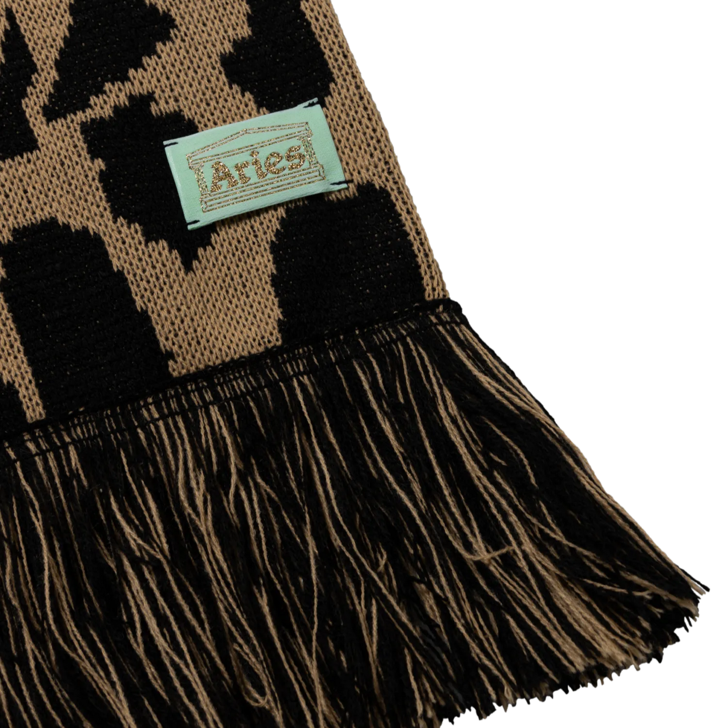 ARIES J'Adoro Aries Leopard Scarf Beige - ARIES ロゴ部分のディテール