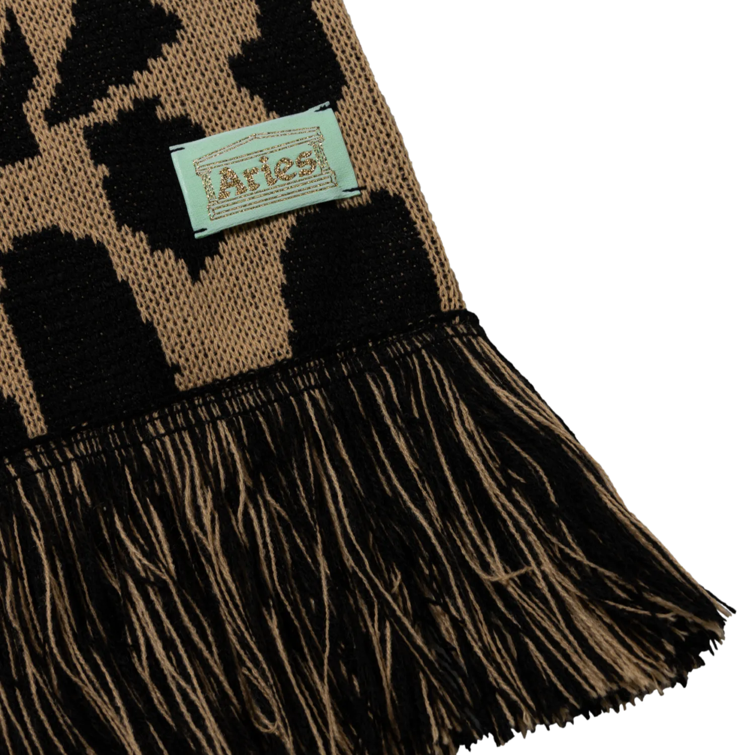 ARIES J'Adoro Aries Leopard Scarf Beige - ARIES ロゴ部分のディテール