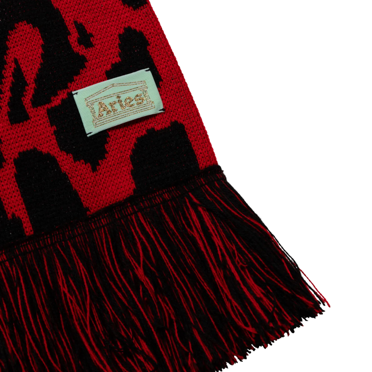 ARIES J'Adoro Aries Leopard Scarf Red - ARIES ロゴ部分のディテール