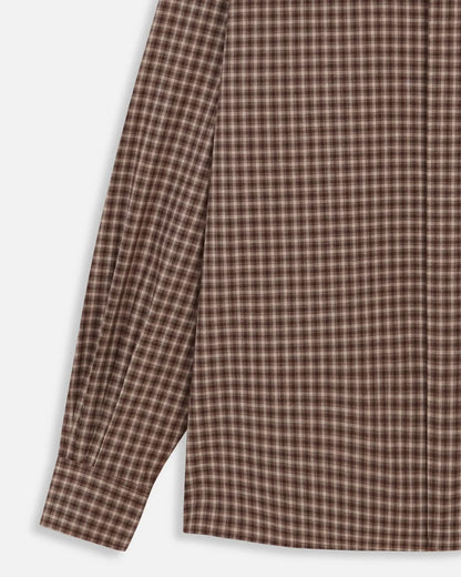 CAMISAS MANOLO Brown/Camel Checks Campo Shirt チェック柄と袖口のディテール