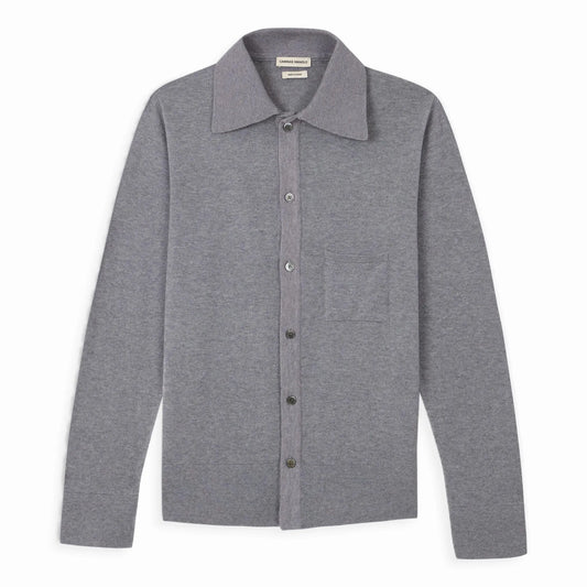 CAMISAS MANOLO Knitted Shirt Light Grey コットン×メリノウールのニットシャツ フロント