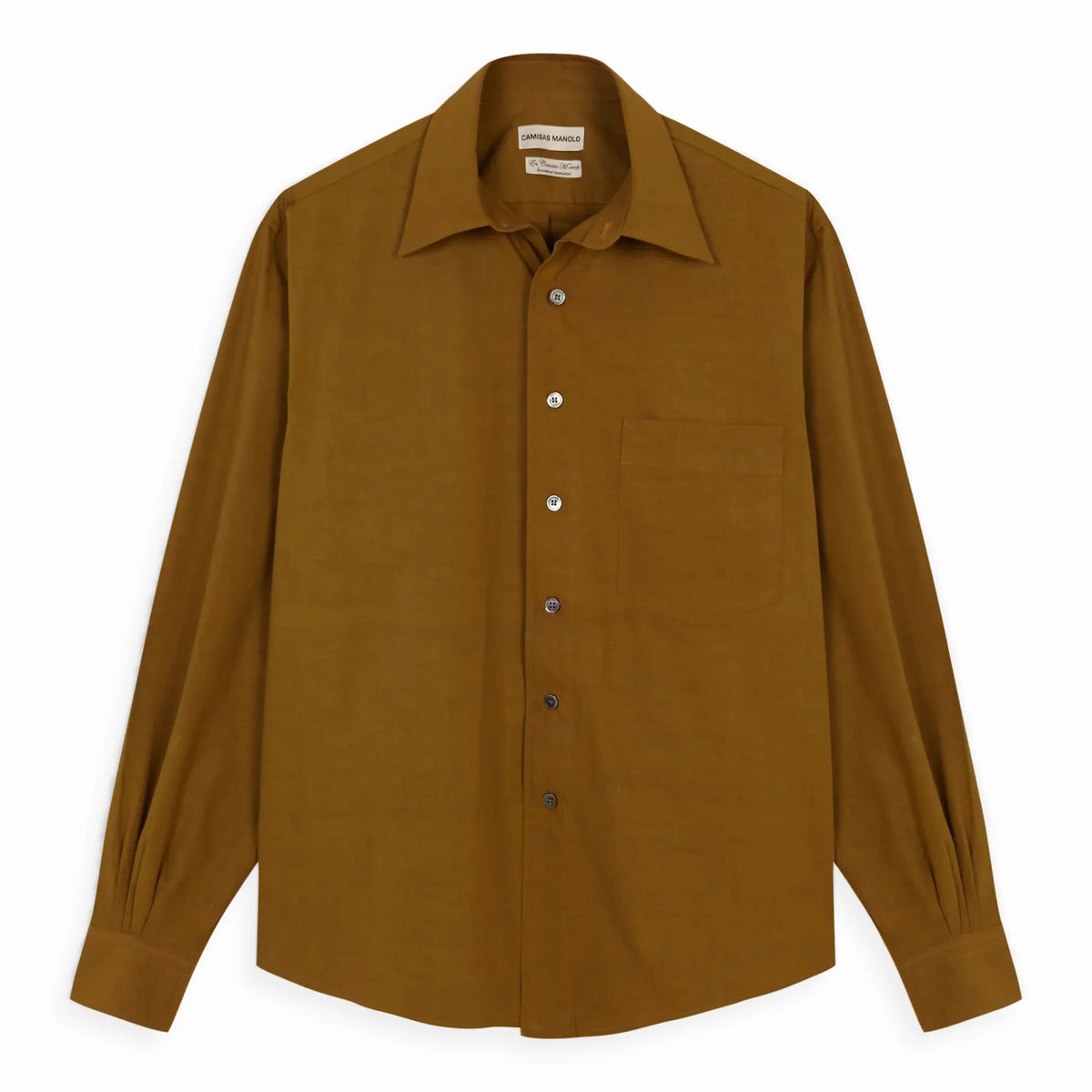 CAMISAS MANOLO（カミサス マノロ）Olive Sobrecamisa Shirt オリーブ 長袖シャツ 正面