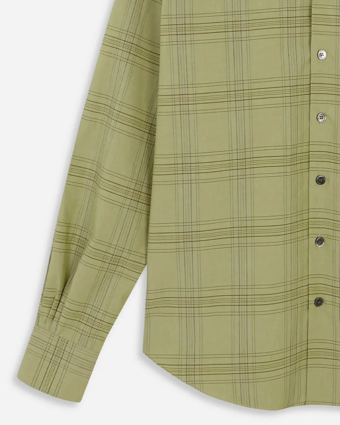 CAMISAS MANOLO Pale Green Blue Checks Normal Shirt チェック柄 生地・ボタン・袖口ディテール
