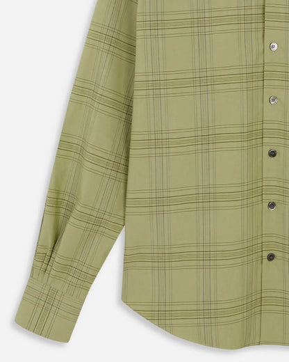 CAMISAS MANOLO Pale Green Blue Checks Normal Shirt チェック柄 生地・ボタン・袖口ディテール
