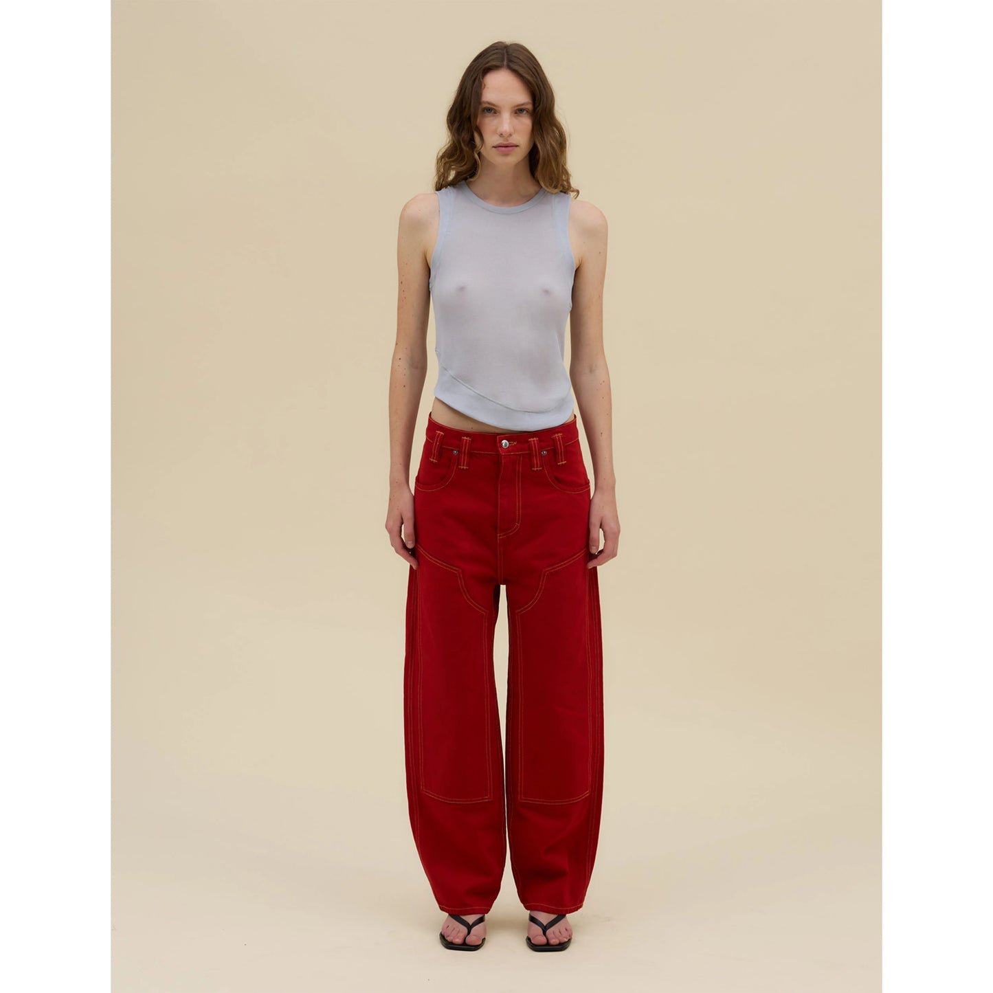 ECKHAUS LATTA DOUBLE KNEE BAGGY JEAN POPPY【1229-EL-PS26-P】